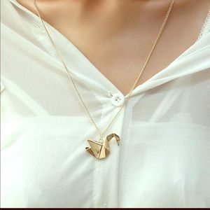 Origami Paper Crane Necklace / (OS)